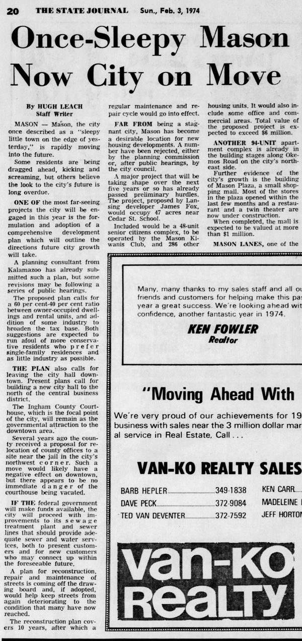 Mason Twin Cinema (Plaza Cinema 1 and 2) - 1974 Article On Plaza (newer photo)